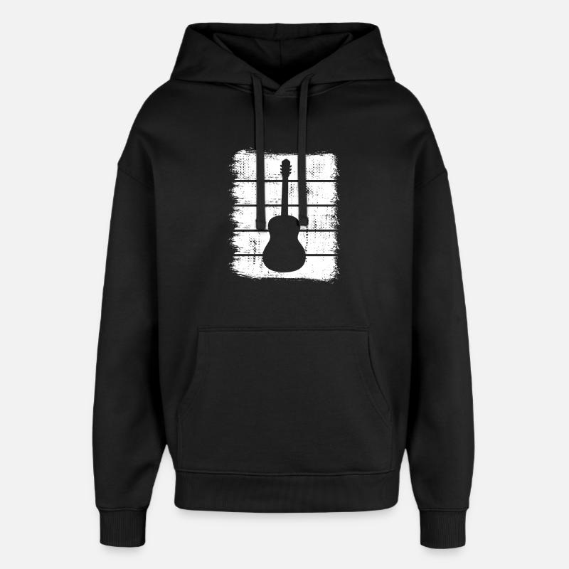 Dessin de guitare - Sweat à capuche unisexe Stanley/Stella Oversized - noir