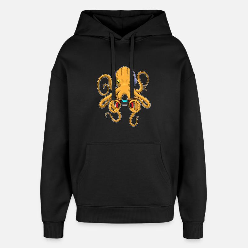 Krake Gamer Controller - Oversized Unisex Hoodie von Stanley/Stella - Schwarz