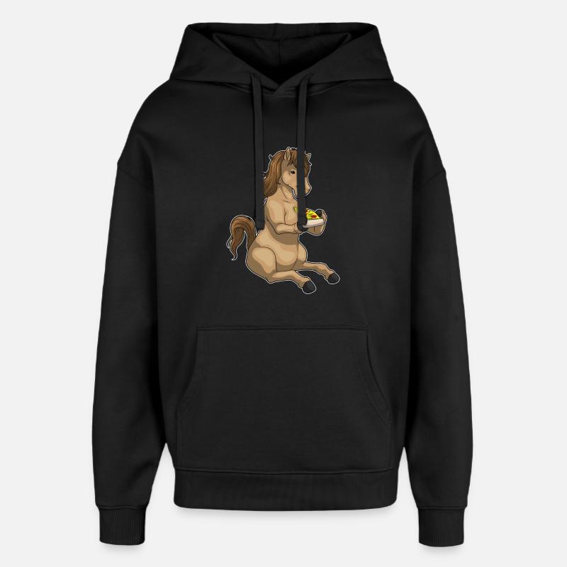 Pizza au cheval - Sweat à capuche unisexe Stanley/Stella Oversized - noir