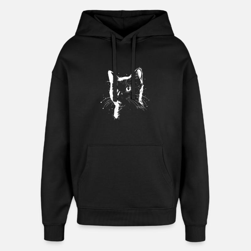 Dessin de chat - Sweat à capuche unisexe Stanley/Stella Oversized - noir