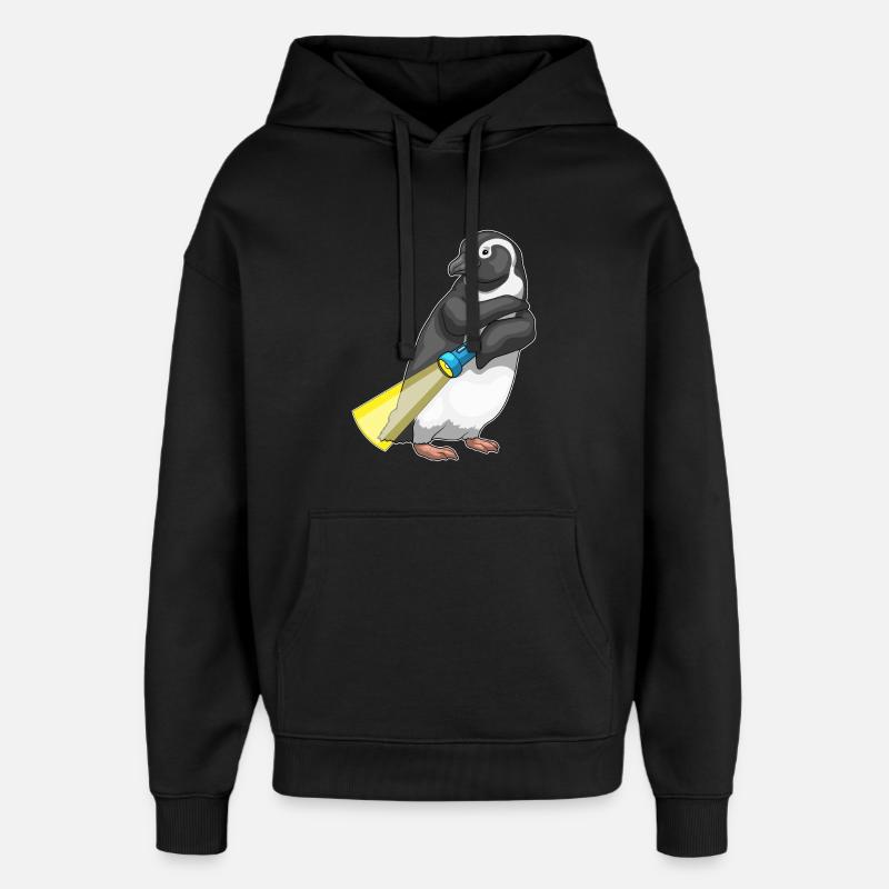 Lampe de poche pingouin - Sweat à capuche unisexe Stanley/Stella Oversized - noir