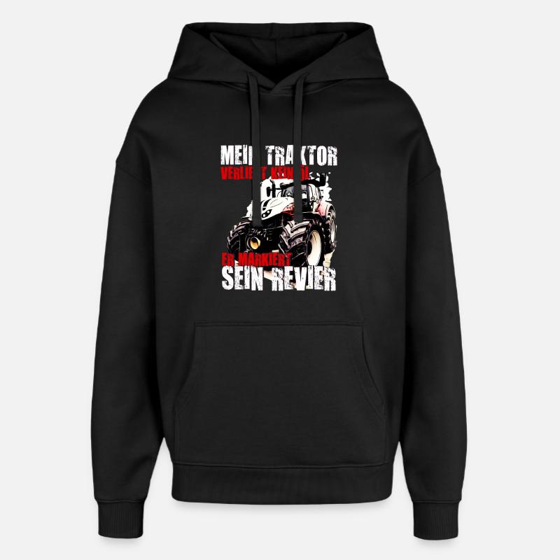 Steyr Tractor Saying - Oversized Unisex Hoodie by Stanley/Stella - black
