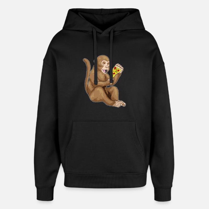 Pizza aux singes - Sweat à capuche unisexe Stanley/Stella Oversized - noir