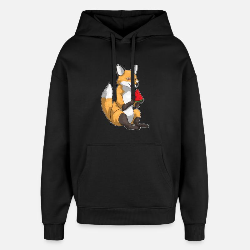 Fruit de la pastèque Fox - Sweat à capuche unisexe Stanley/Stella Oversized - noir