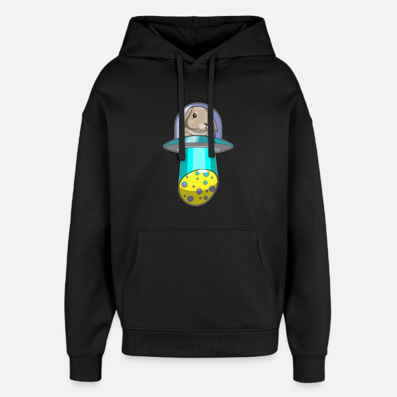 Bunny Easter Spaceship - Oversized Unisex Hoodie by Stanley/Stella - black