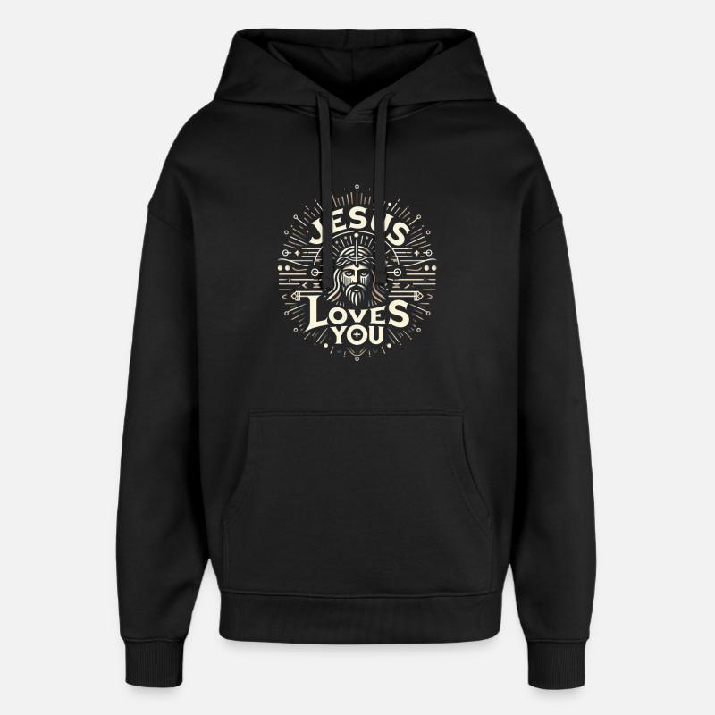 Jésus t’aime - Ray Design - Sweat à capuche unisexe Stanley/Stella Oversized - noir