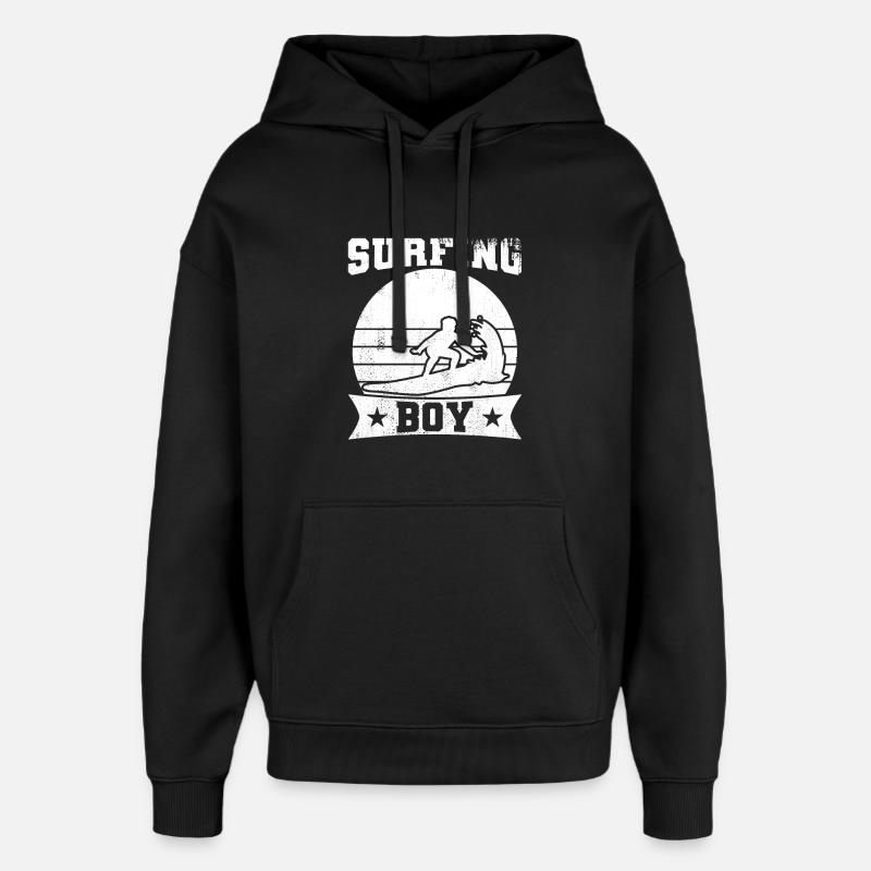 Garçon de surf - Sweat à capuche unisexe Stanley/Stella Oversized - noir