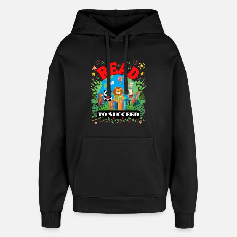 Läs för att lyckas - Presentidé för barnlärare - Stanley/Stella Oversized Huvtröja Unisex - svart