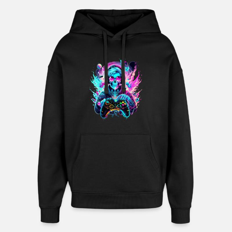 Synthwave Skull Gaming Controller Art - Oversized Unisex Hoodie von Stanley/Stella - Schwarz