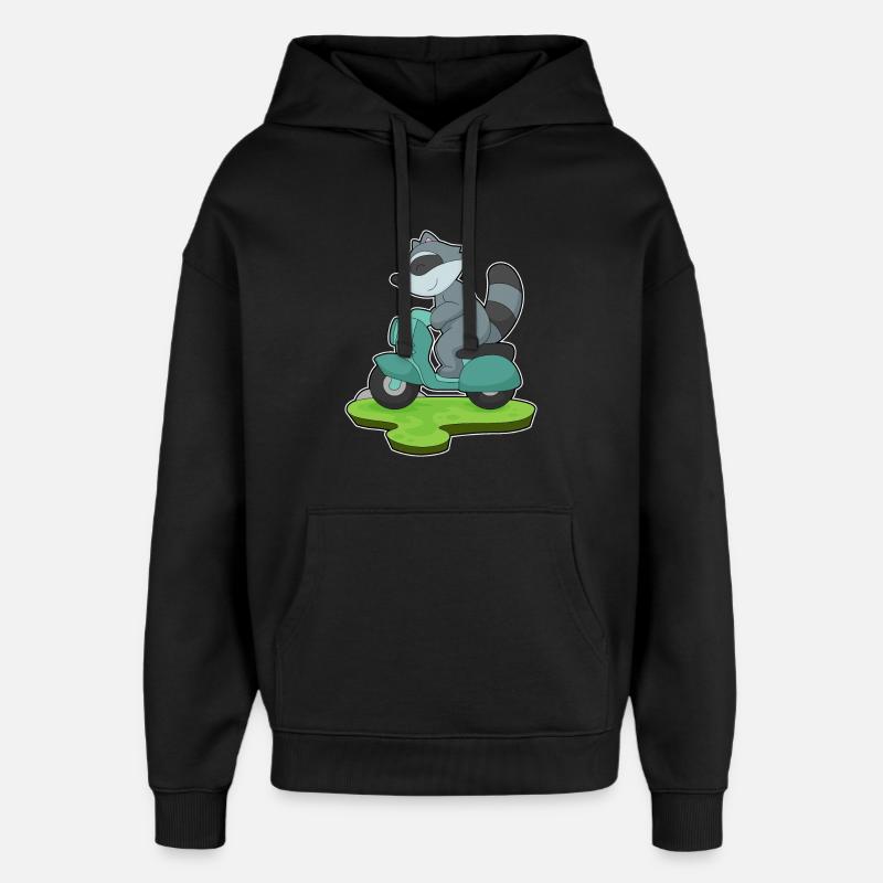 Waschbär Motorroller - Oversized Unisex Hoodie von Stanley/Stella - Schwarz