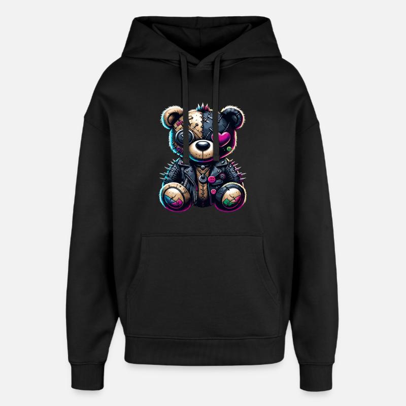 Punk Emo Plüsch Teddybär - Oversized Unisex Hoodie von Stanley/Stella - Schwarz