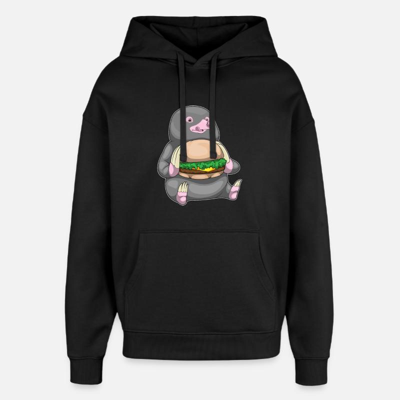 Burger de taupe - Sweat à capuche unisexe Stanley/Stella Oversized - noir