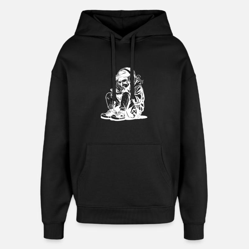 Video Game Lover Drawing - Oversized Unisex Hoodie by Stanley/Stella - black