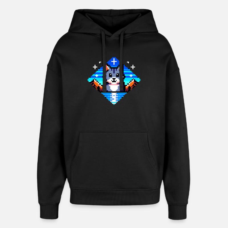 Pixel Cat - Oversized Unisex Hoodie von Stanley/Stella - Schwarz