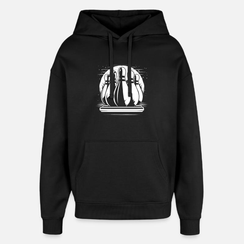 Dessin de quilles de bowling - Sweat à capuche unisexe Stanley/Stella Oversized - noir