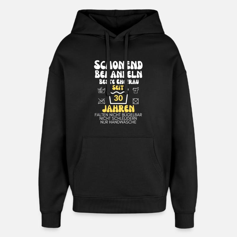 Schonend Behandeln Seit 30 Jahren - Oversized Unisex Hoodie von Stanley/Stella - Schwarz