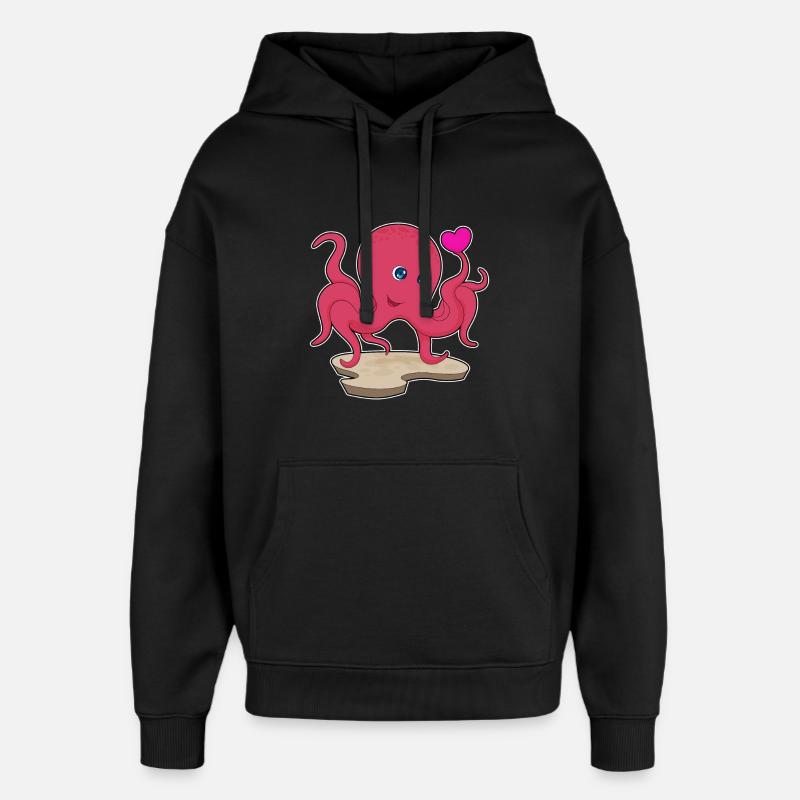 Krake Herz - Oversized Unisex Hoodie von Stanley/Stella - Schwarz