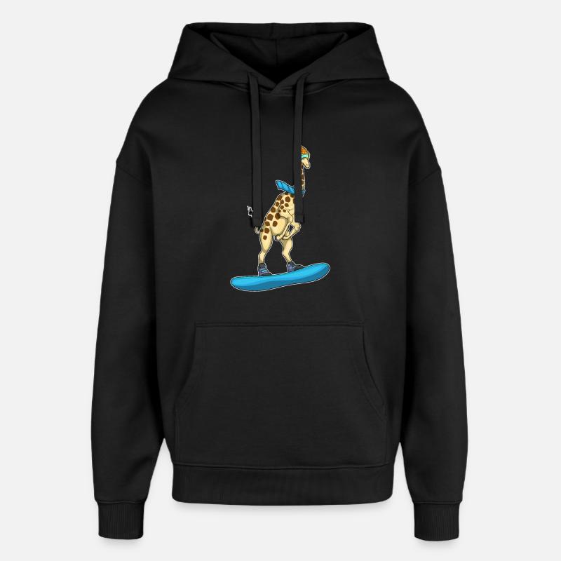 Girafe Snowboardeur Snowboard - Sweat à capuche unisexe Stanley/Stella Oversized - noir