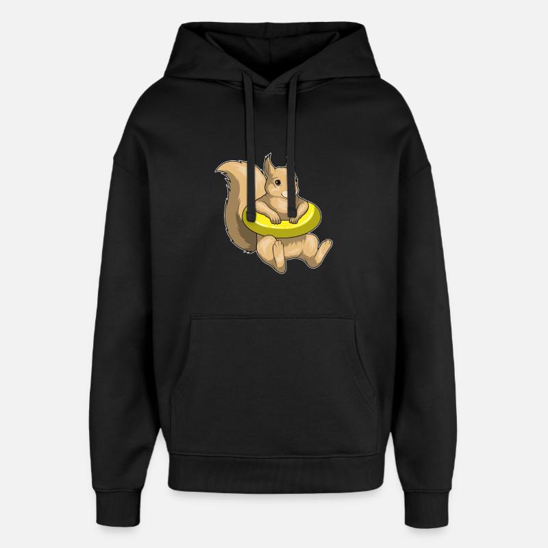 Eichhörnchen Schwimmen Schwimmring - Oversized Unisex Hoodie von Stanley/Stella - Schwarz
