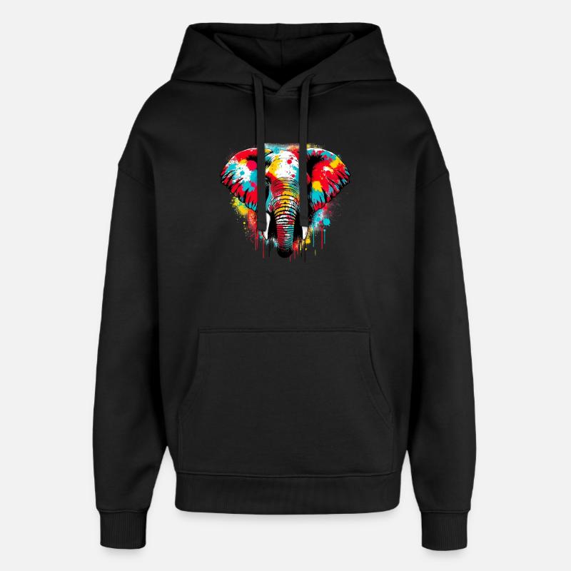 Éléphant - Sweat à capuche unisexe Stanley/Stella Oversized - noir