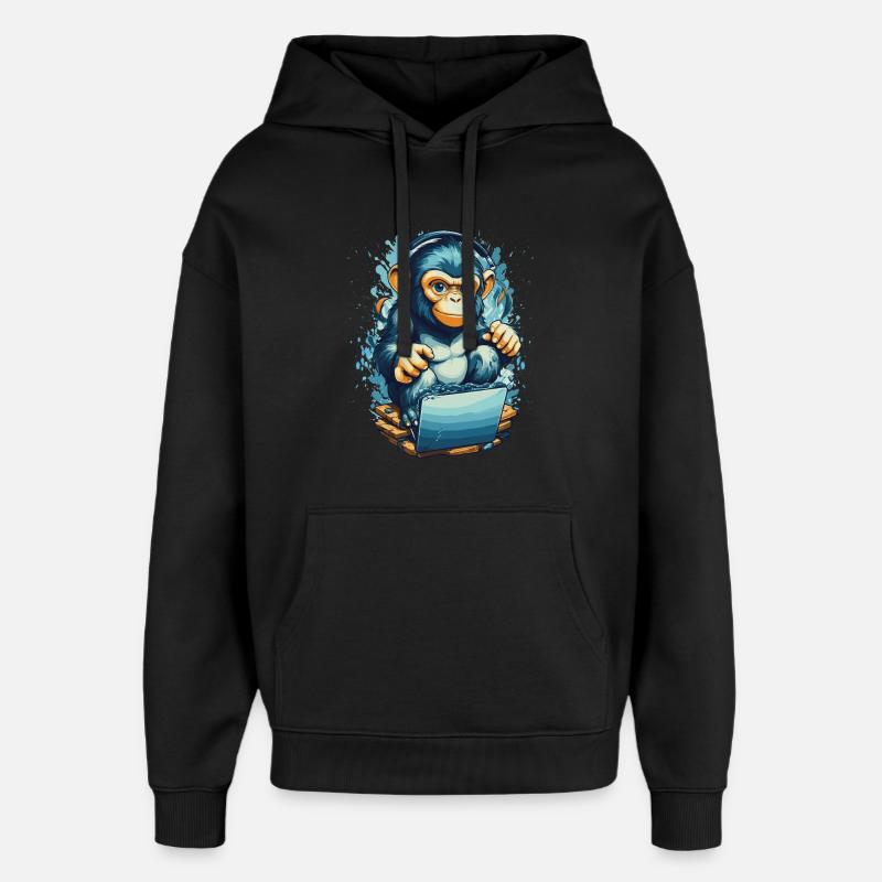 Singe de jeu intelligent - Sweat à capuche unisexe Stanley/Stella Oversized - noir