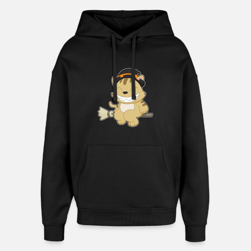 Chat Halloween Sorcière - Sweat à capuche unisexe Stanley/Stella Oversized - noir