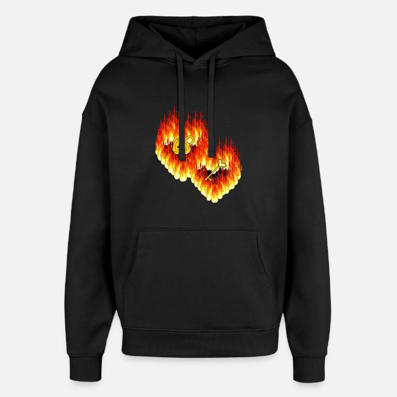 Cœurs Flamme Amour Relation Saint-Valentin - Sweat à capuche unisexe Stanley/Stella Oversized - noir