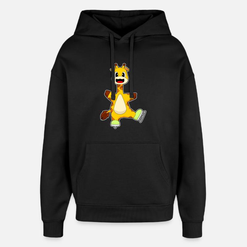Giraffe Eislaufen Schlittschuhe - Oversized Unisex Hoodie by Stanley/Stella - black