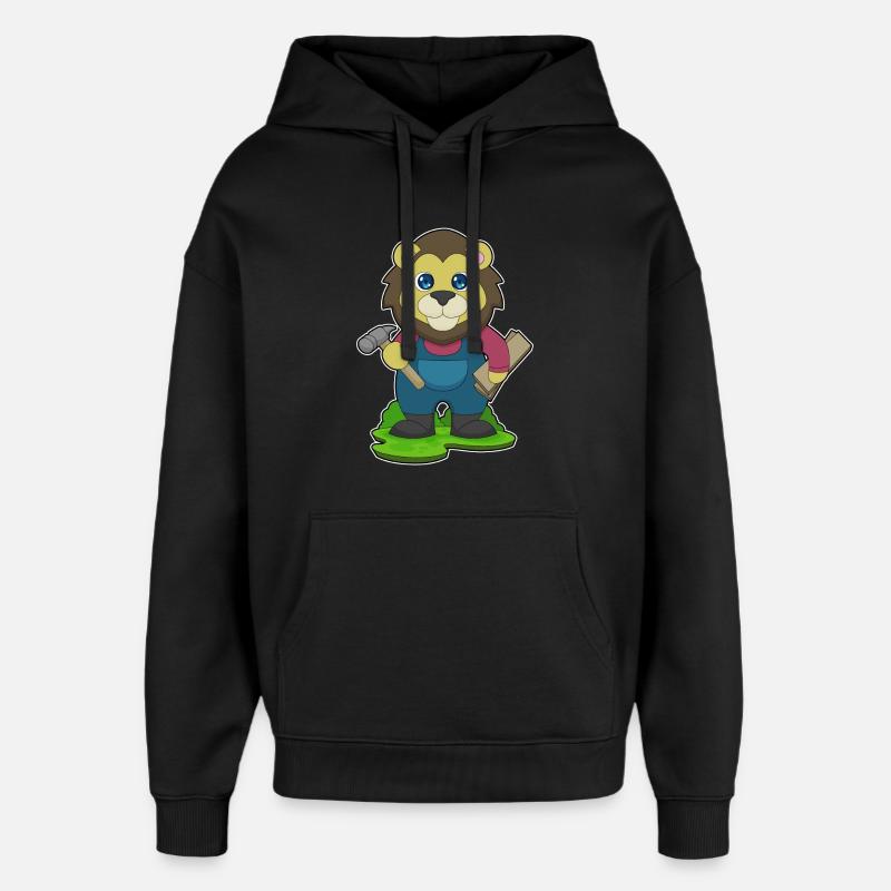 Lion Carpenter Hammer - Oversized Unisex Hoodie by Stanley/Stella - black