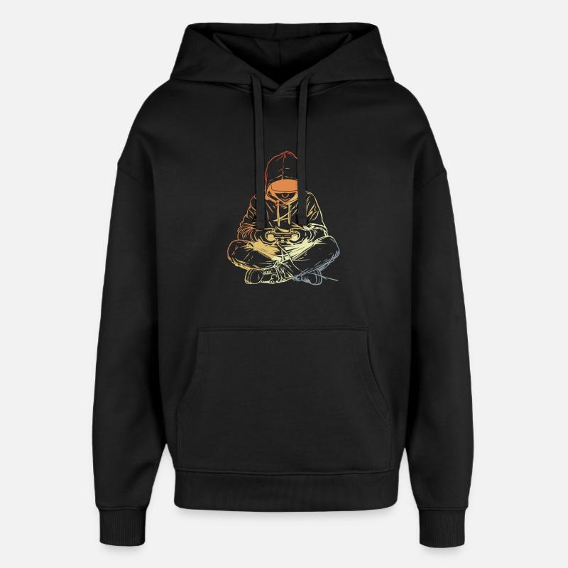 Gamer dessinant un look rétro - Sweat à capuche unisexe Stanley/Stella Oversized - noir
