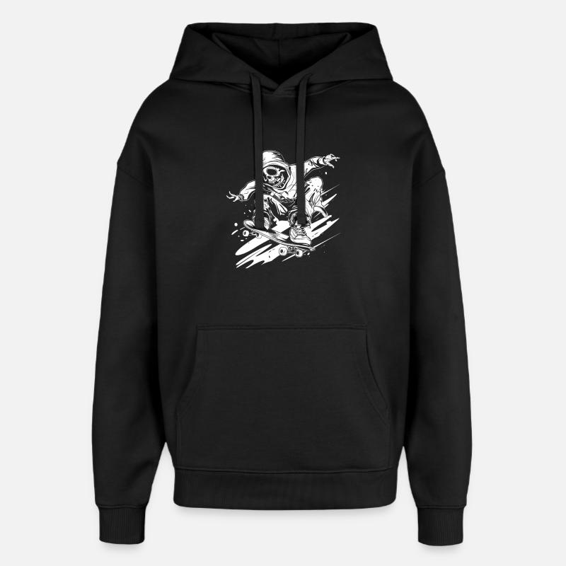 Style de dessin animé de skateboard - Sweat à capuche unisexe Stanley/Stella Oversized - noir