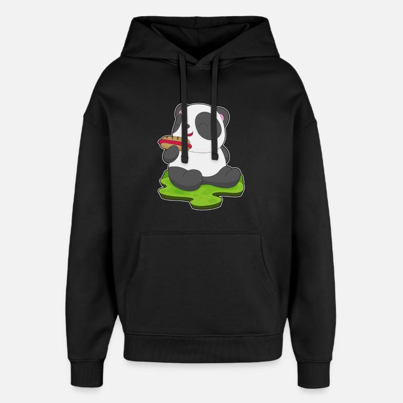 Hot-dog Panda - Sweat à capuche unisexe Stanley/Stella Oversized - noir