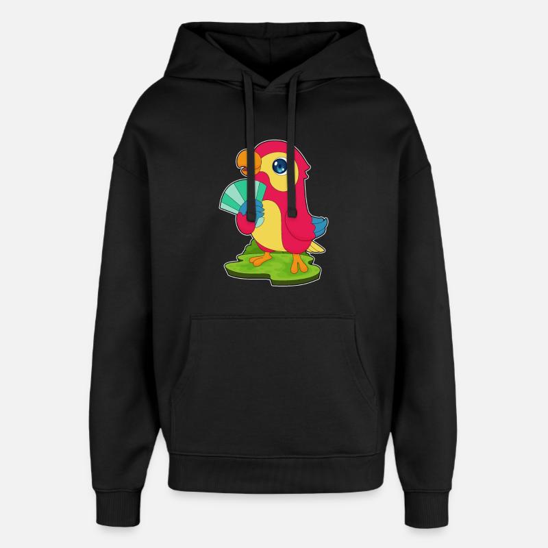 Parrot Hand Fan - Oversized Unisex Hoodie by Stanley/Stella - black