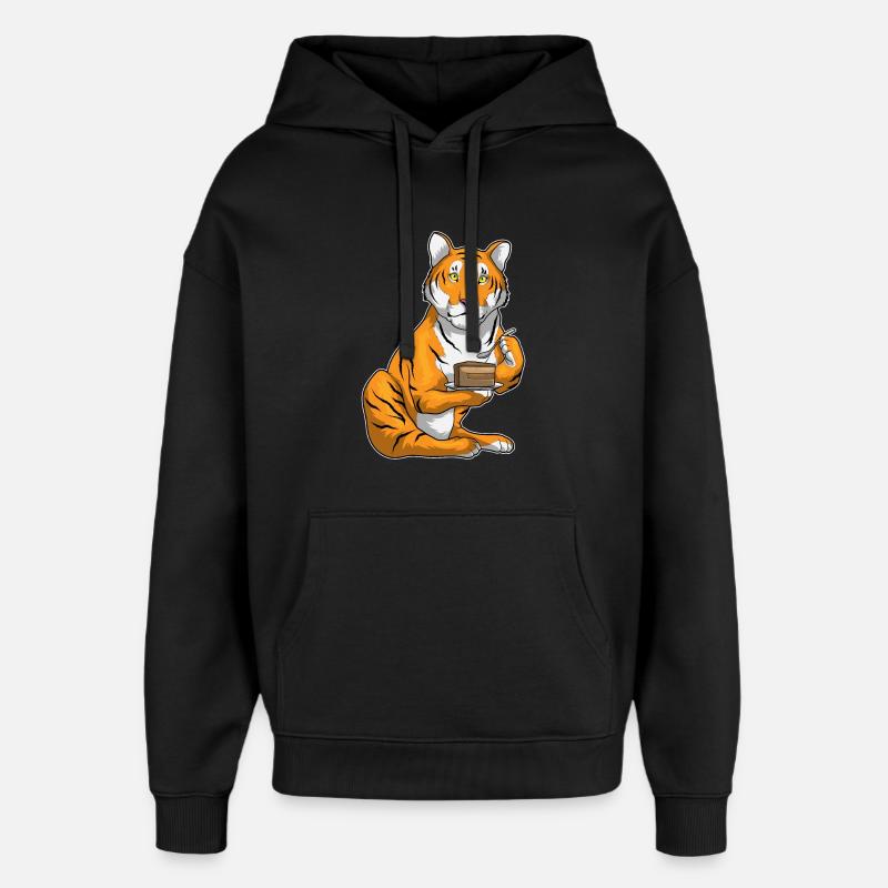 Tiger Kuchen - Oversized Unisex Hoodie von Stanley/Stella - Schwarz