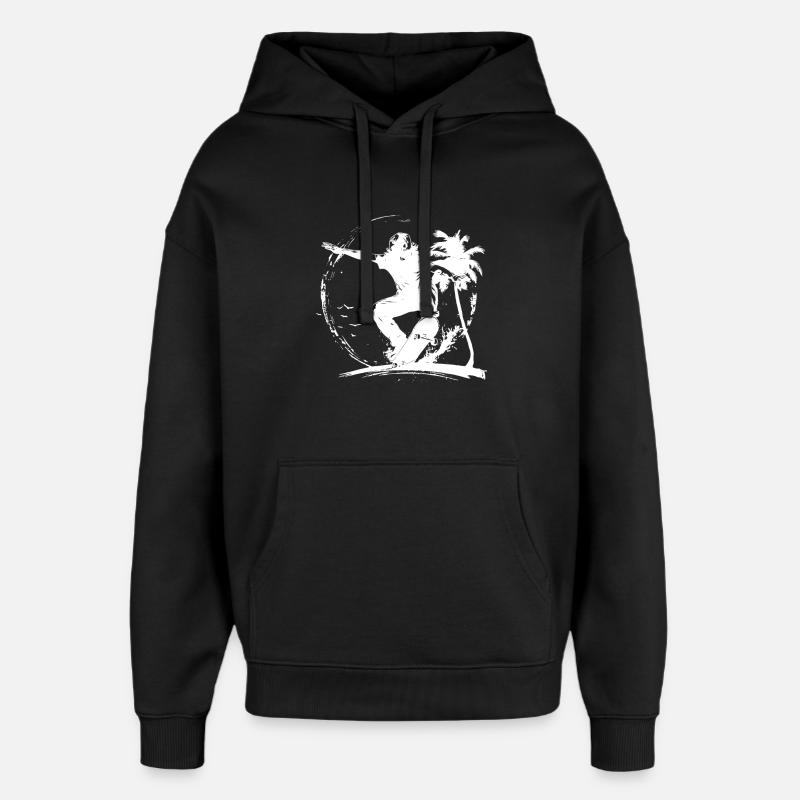 Dessin de skateboard - Sweat à capuche unisexe Stanley/Stella Oversized - noir