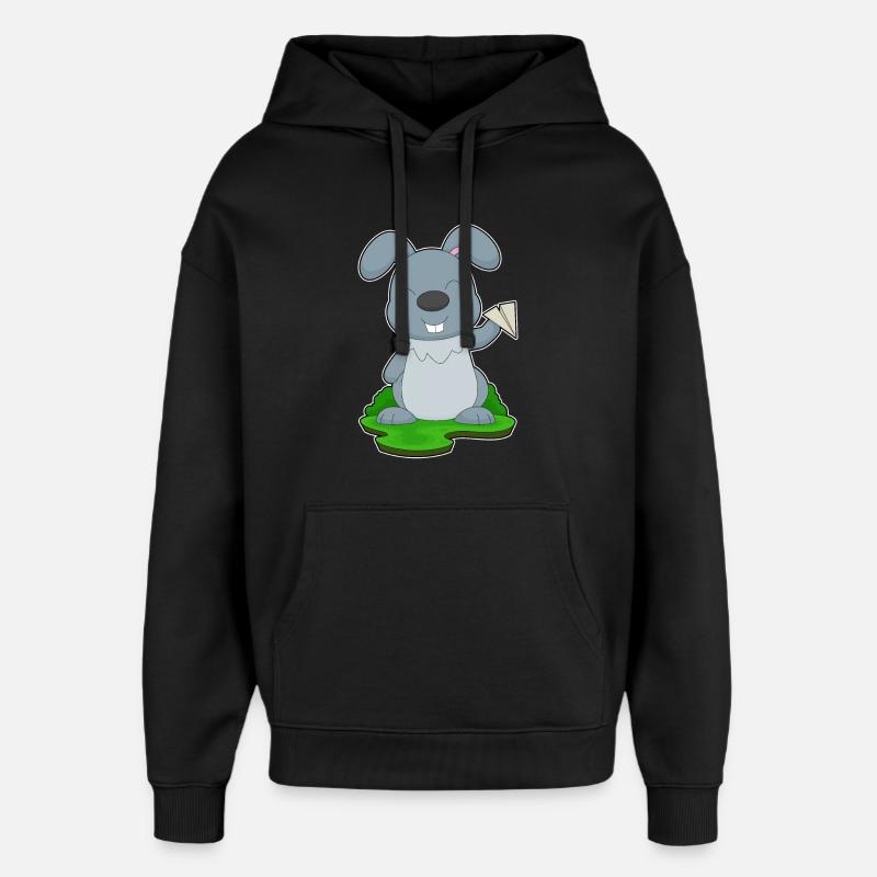 Hase Papierflugzeug - Oversized Unisex Hoodie von Stanley/Stella - Schwarz