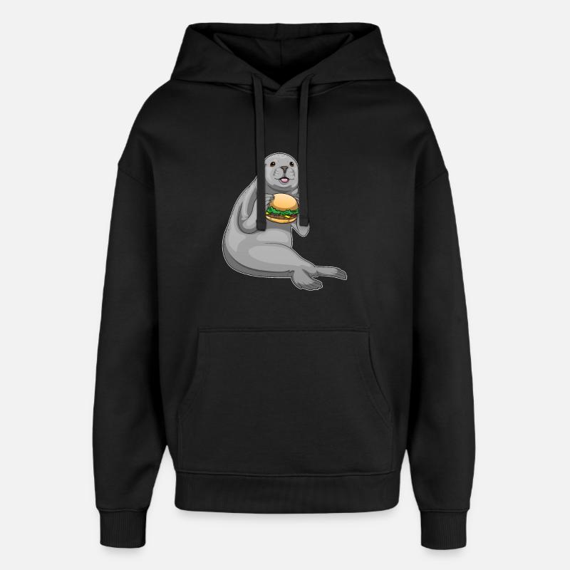 Seehund Burger - Oversized Unisex Hoodie von Stanley/Stella - Schwarz