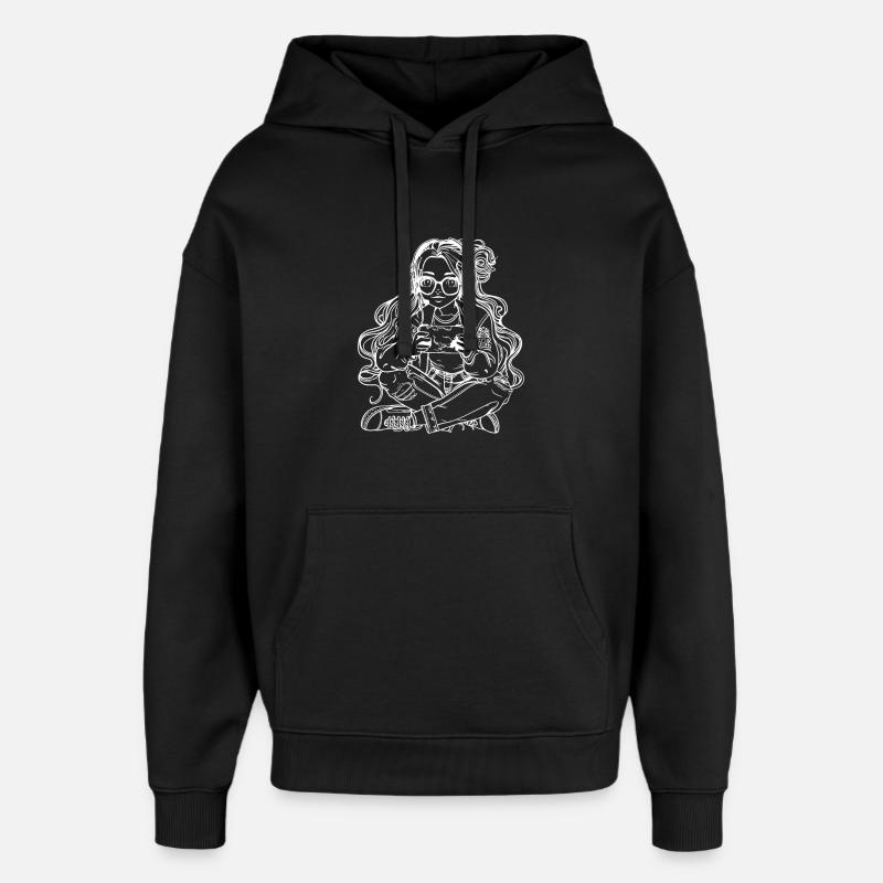 Dessin de fille de jeu - Sweat à capuche unisexe Stanley/Stella Oversized - noir