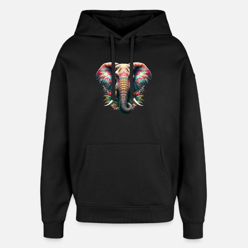 Elefant - Oversized Unisex Hoodie von Stanley/Stella - Schwarz