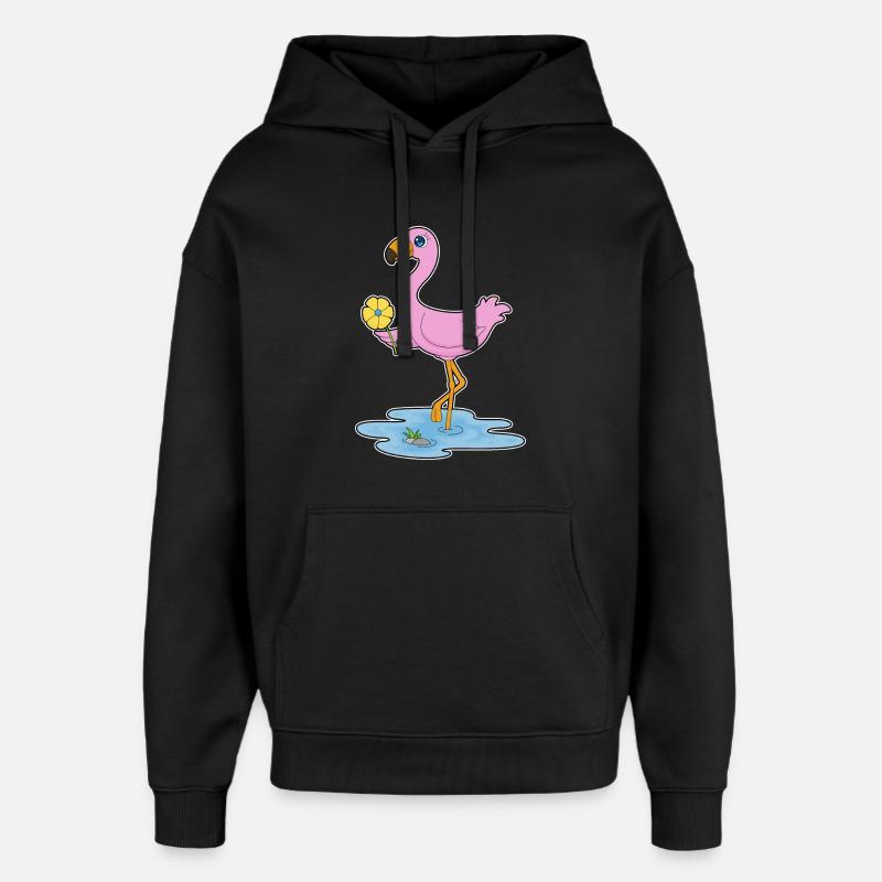 Flamingo Blume - Oversized Unisex Hoodie von Stanley/Stella - Schwarz