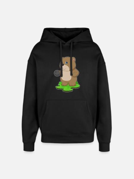 Bear Bowling Bowling Ball - Oversized Unisex Hoodie by Stanley/Stella - black