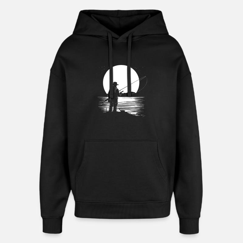 Graphiques de pêche - Sweat à capuche unisexe Stanley/Stella Oversized - noir