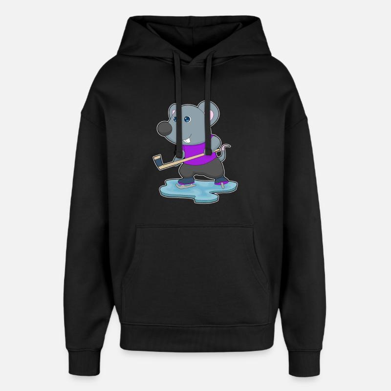 Maus Eishockey Eishockeyschläger - Oversized Unisex Hoodie von Stanley/Stella - Schwarz