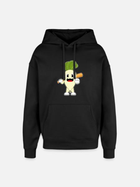 Radish Baseball Baseball Bat - Oversized Unisex Hoodie by Stanley/Stella - black