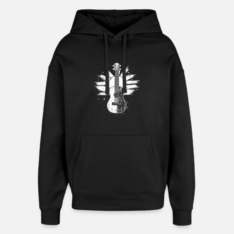Croquis de ukulélé - Sweat à capuche unisexe Stanley/Stella Oversized - noir