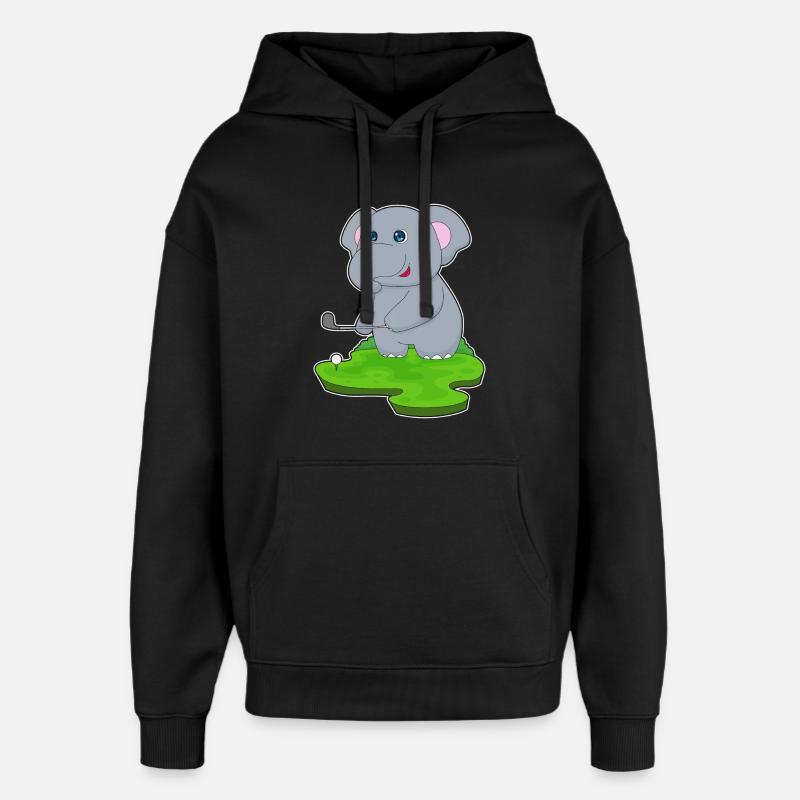 Elefant Golf Golfschläger - Oversized Unisex Hoodie von Stanley/Stella - Schwarz