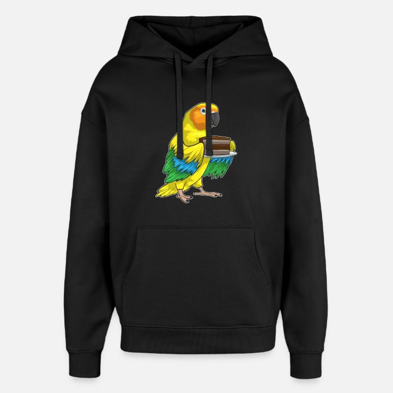 Gâteau d’anniversaire perroquet - Sweat à capuche unisexe Stanley/Stella Oversized - noir