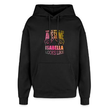 Isabella - Oversized Unisex Hoodie by Stanley/Stella - black - Front - AI Model Female 172 light (172cm) & AI Model Male 185 light (185cm)