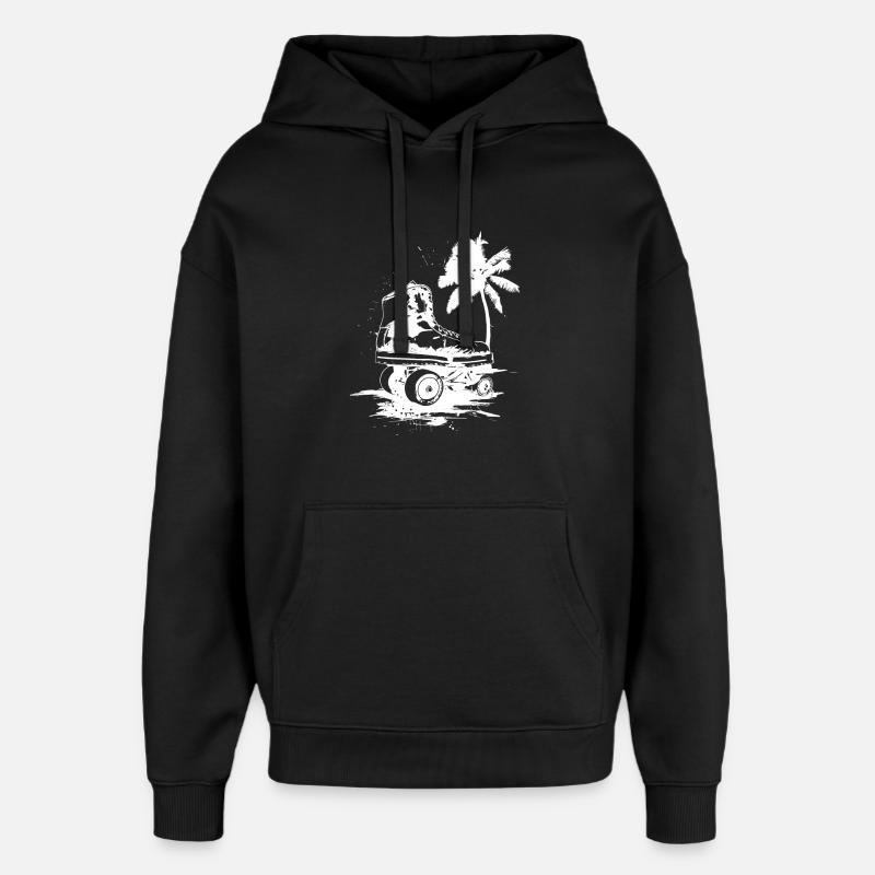 Dessin de patins à roulettes - Sweat à capuche unisexe Stanley/Stella Oversized - noir