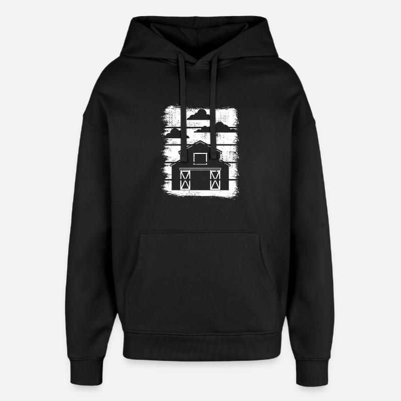 Dessin de grange - Sweat à capuche unisexe Stanley/Stella Oversized - noir